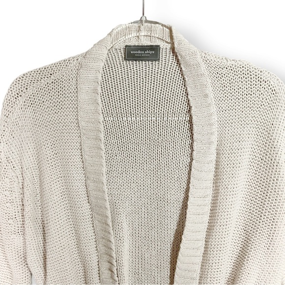 Wooden Ships Cropped Open Cardigan Sweater Sz S Neutral Beige Minimalist - Picture 2 of 12